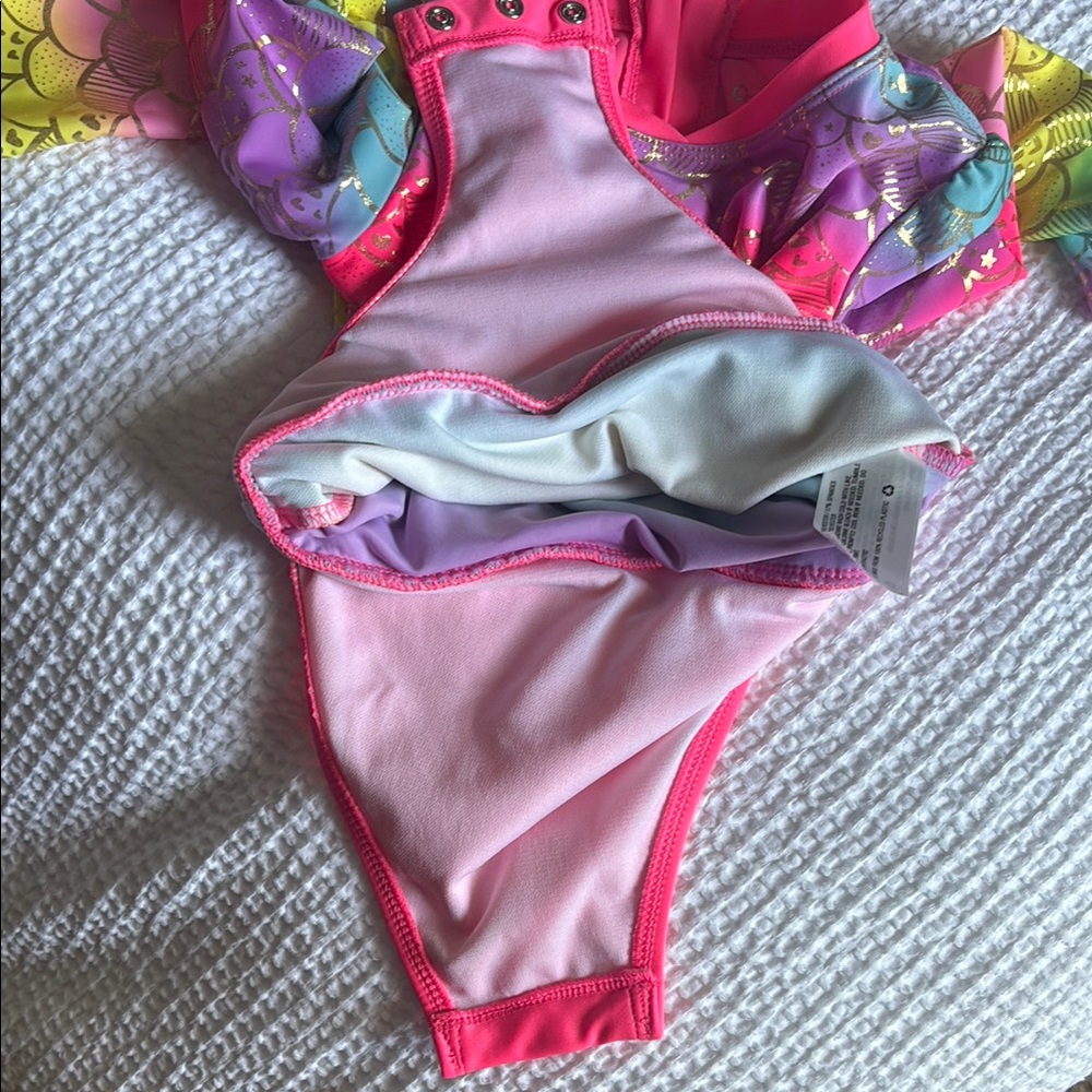 Cat & Jack Pink and Purple Rashguard Swimsuit 4T - Picture 3 of 4
